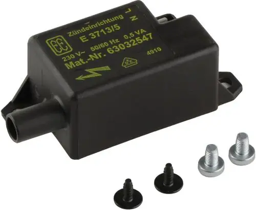 Schwarzes elektrisches Bauteil mit Anschluss, Markenlogo und Schrauben. Hersteller ist Bosch. Geeignet für Zündanwendungen.